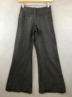 Pantalones Anthropologie Elevenses Mezcla de Lana de Lino Cintura Alta Pierna Ancha Talla 0 Foto 1 de 4