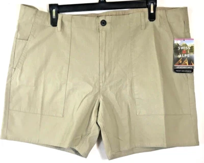 Swiss Alps Men's Khaki Performance Shorts Flat Front Size 44 Tan NEW - Image 1 of 4