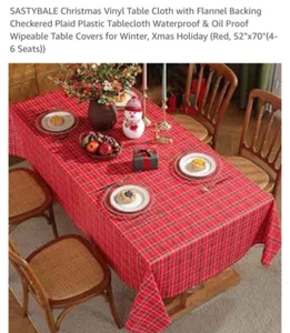 Christmas House - Holiday Flannel Black Tablecloth 52" x 70" - Picture 1 of 11