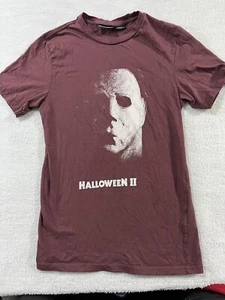 Halloween 2 Shirt Womens XS Short Sleeve Maroon Michael Myers - Picture 1 of 2
