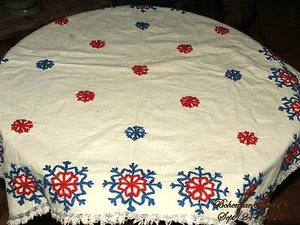 ANTIGUO DE COLECCIÓN AÑOS 20 LINO FRANCÉS COPO DE NIEVE BORDADO A MANO MANTEL DOILIES - Imagen 1 de 7