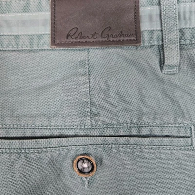 Брюки мужские Robert Graham 32 (подходит 33x33) синие/зеленые с бриллиантовым принтом в горошек - Изображение 1 из 4