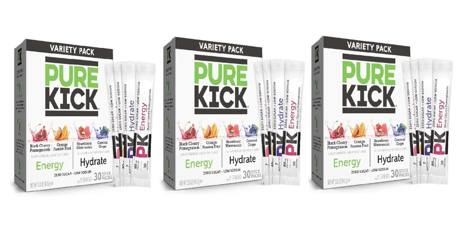 Pure Kick Energy & Hydration Electrolyte Powdered Drink Mix Variety Pk,30 Ct 3PK - Image 1 of 1