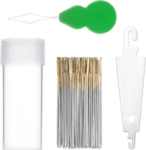 100 Stück Kreuzstichnadeln Größe 26 + 2 Einfädler große Ösen Sticknadeln - Bild 1 von 7
