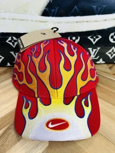 Authentic Nike Y2K Red Flames Hat Air Max Tuned Running Rare M/L Adjustable - Picture 1 of 6