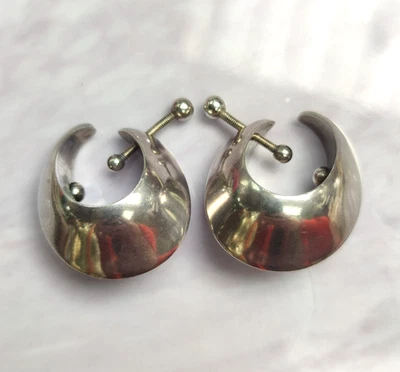 Georg Jensen Sterling Silver Earrings Danish Design Unique Screw Attachment - Image 1 of 4