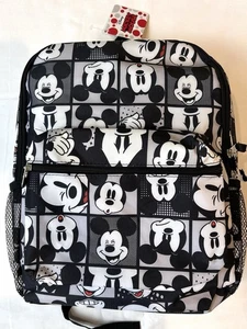 Zaino Disney Topolino 2018 nero bianco 16" tasche borraccia bambini - Foto 1 di 10