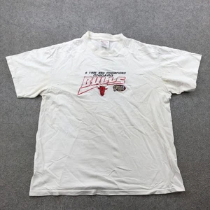 Vintage Chicago Bulls Shirt Mens Large White NBA 6 Time Champs 1998 Finals 90s - Picture 1 of 12