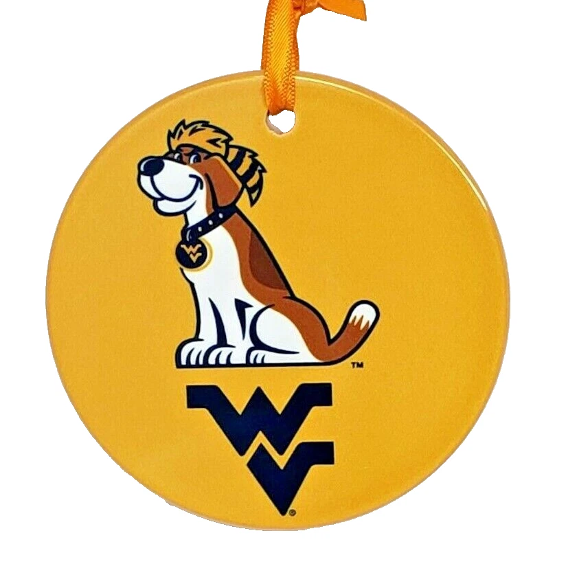 WEST VIRGINIA MOUNTAINEERS LOGO CERAMIC DISC ORNAMENT  4" - Image 1 of 1