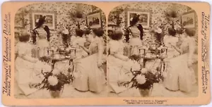 Scène de Genre."Antoinette is engaged"Fiancée.Stereoview.Photo Stereo.1899.Under - Foto 1 di 2
