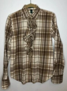 Polo Raph Lauren Flanell kariert Rüschen Knopfleiste Hemd Größe Small - Bild 1 von 5