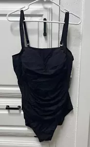 Traje de baño de una pieza traje de ensueño marcas milagrosas adelgazante frente acanalado negro talla 22W - Imagen 1 de 12