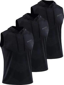 Men's Workout Tank Tops Sleeveless Running Shirts with Hoodie50983 PackBlack/... - Picture 1 of 7