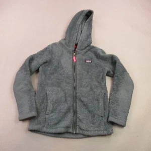 Patagonia Jacket Girls Large 12 Long Sleeve Pockets Lightweight Hooded Green - Picture 1 of 10
