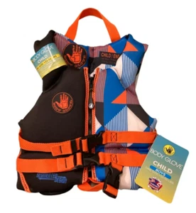 Body Glove Boy's USCG Approved EVOPrene Life Jacket, Geo Blue/Orange (33-55Lbs)