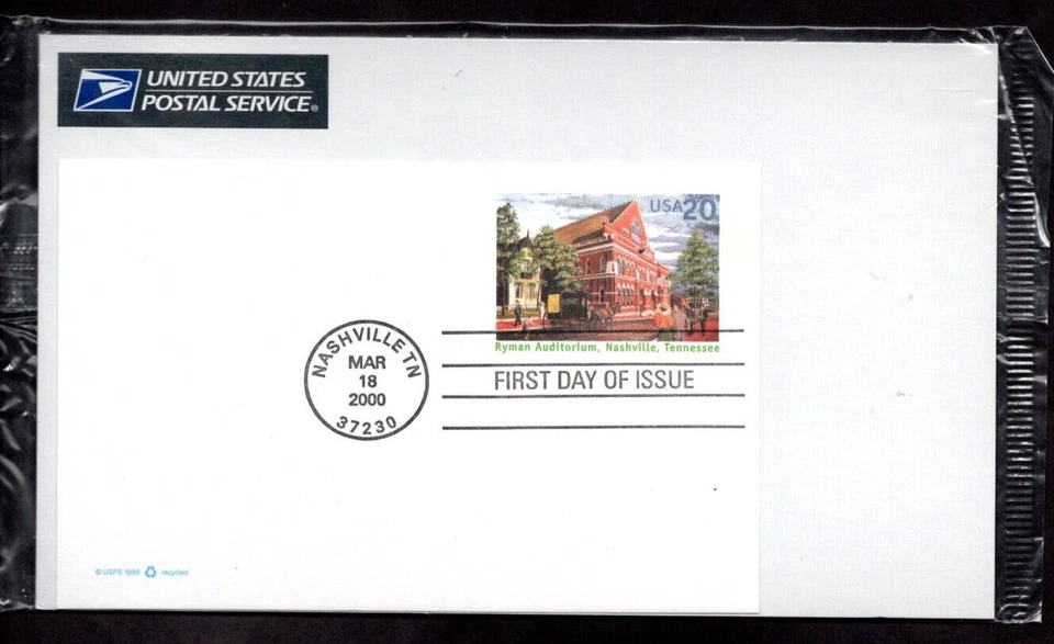 FDC First Day Issue Stamped Ryman Auditorium March 18, 2000 20 Cent Sealed - Image 1 of 2