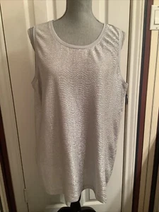 Chico’s Easywear Top Shirt 3 XL Sleeveless Scoop Neck Solid Silver Sparkle - Picture 1 of 10