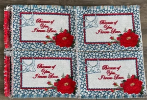 Lot of 4 Because of you I Know Love Tapestry Fabric Pillow Panels Craft Bird - Picture 1 of 1