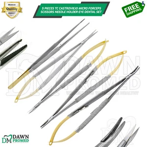 5 TC Castroviejo Micro Surgery STR + CVD Scissors Needle Holder Forceps German G - Picture 1 of 11