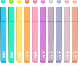 10Pcs Aesthetic Highlighters, Chisel Tip Marker Pens,Assorted Color Candy Highli - Picture 1 of 12