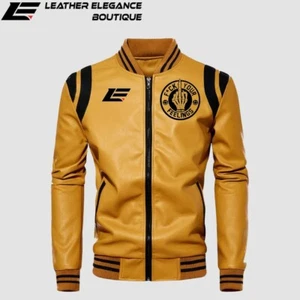 Elegance Boutique Style Leather Jacket For Men With Skeleton Printing - Picture 1 of 4