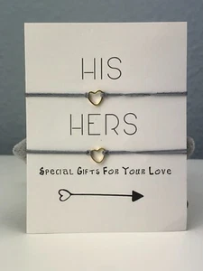 Adventskalender Paararmbänder goldenes Herz graues Band His & Hers Love Neu - Bild 1 von 2