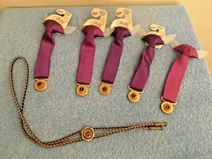 VINTAGE LIONS CLUB INTERNATIONAL PURPLE MINI CLOTH NECKTIE & BOLO TIE LOT  - Picture 1 of 9