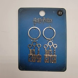 Primark Harry Potter Keychain - Set of 2 - He's a Keeper - She's a Catch US Ship - Picture 1 of 3