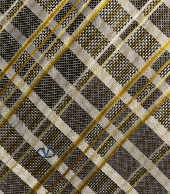 Corbata gris dorado beige a cuadros con logotipo de seda de Valentino Italia Foto 1 de 4