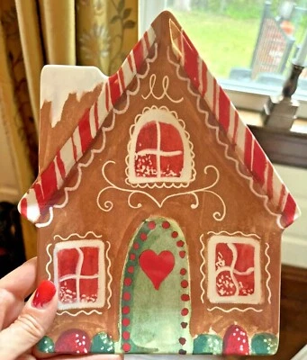 Pottery Barn Gingerbread PLATE Christmas  Candy Cane Disney holiday SET 4 ! - Image 1 of 4