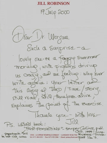 "Animals Asia Foundation" Jill Robinson Hand Written Letter Dated 2000 Cover