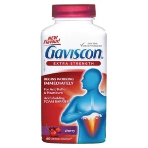 GAVISCON Extra Strength Cherry, 60 Chewable FoamTabs Long Expiry 08/2025 - Picture 1 of 1