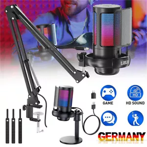 Gaming USB Microphone PC RGB Microphone Streaming Podcast Studio Condenser Mic - Picture 1 of 25