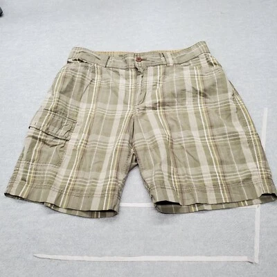 Pantalones Cortos Marmot Hombres 34 Verde Cuadros Chino Carga Bolsillo Logo tiro alto 11" Entrepierna Foto 1 de 4