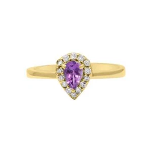 Amethyst Gemstone Wedding Ring Yellow Gold Plated Silver promise Gift Ring - Picture 1 of 4