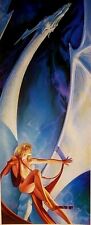 DRAGON AND BEAUTIFUL WOMAN, JOHN ZELEZNIK "ALABASTER WINGS" PRINT, 16x36" NM-M