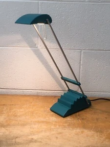 MCM vintage Memphis style adjustable angle Desk Lamp post modern teal - Picture 1 of 11