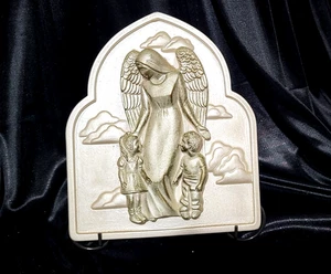 1995 Miller Studio Chalkware Guardian Angel & Children Plaque with Stand - Picture 1 of 11