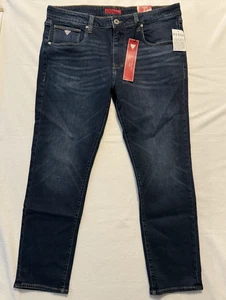 Guess Vermont Slim Straight Leg Low Rise Jeans Biru Wash T4BJ20D5MV0 Size 34x30 - Picture 1 of 8