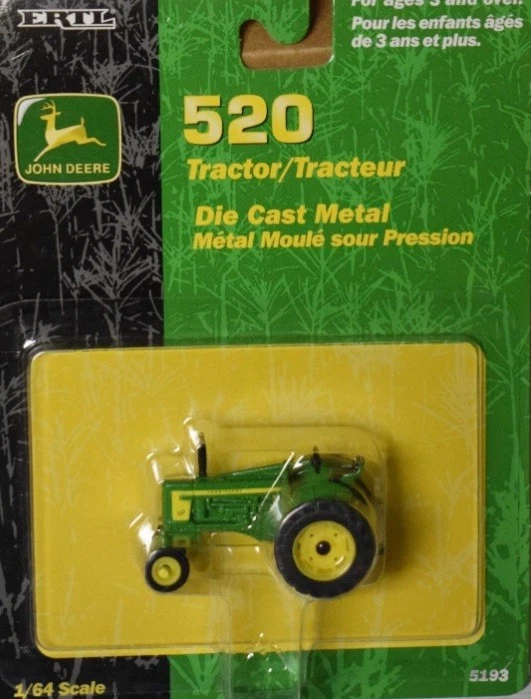 Tractor de colección Ertl 5193 1:64 John Deere modelo 520 de metal fundido a presión Foto 1 de 1