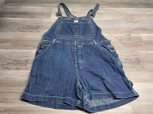 Vintage Calvin Klein Bib Overalls Shorts Jeans Denim Womens L Double Stone Wash - Picture 1 of 13