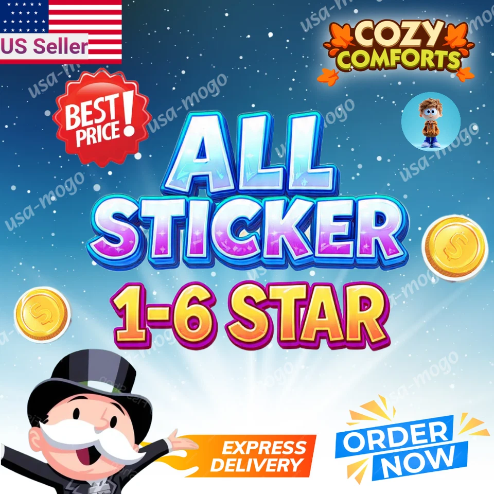 Monopoly Stickers Go 1 2 3 4 5 6⭐️ ALL Sticker Avaiable 💥 Cheapest price 🕘24/7 - Image 1 of 1