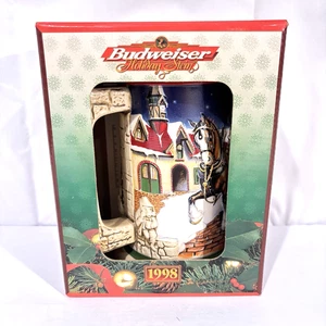 Vintage 1998 Budweiser Holiday Stein Grant’s Farm Holiday NIB w/ COA Clydesdales - Picture 1 of 9