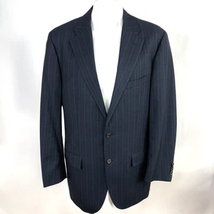 Chaqueta Abrigo Deportivo Polo Ralph Lauren 42L Azul Marino Rayas 100% Lana Virgen Botón - Imagen 1 de 17