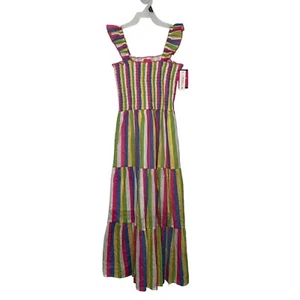 Zunie Girl Girls' Dress XL Ruffle Strap Smocked Top Striped Maxi Dress XL 14/16 - Picture 1 of 5