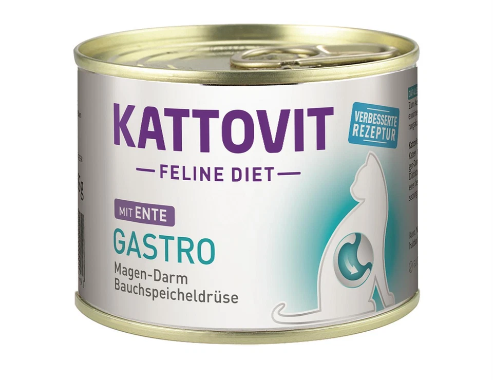 Kattovit Feline Diets Gastro Ente 12x 185g Nassfutter Feuchtnahrung Katzenfutter - Bild 1 von 1