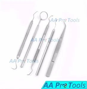 AA Pro: 5pcs College Plier Tweezer Mirror Scaler Probes Magnum + Dental Mirror - Picture 1 of 3