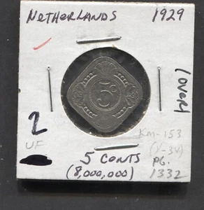 1929/Netherlands/VF/5 Cents - Picture 1 of 2