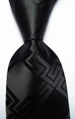 New Classic Black Checks JACQUARD WOVEN 100% Silk Men's Tie Necktie - Image 1 of 2