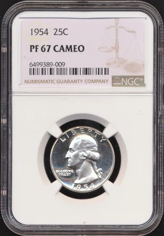 1954 Proof Washington Quarter NGC PF 67 CAMEO *Deep Mirrors, Pristine Surfaces!* Cover